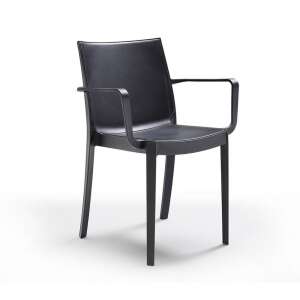 Scaun Victor din plastic cu brațe, culoare grafit, scaun de grădină modern și elegant - Fotolii și scaune de grădină