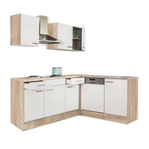 Yorki 220 bloc bucătărie de colț în stejar sonoma și alb, set complet - Seturi de mobilier de bucătărie