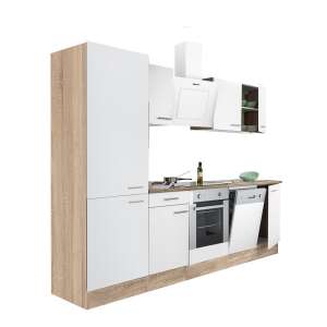 Bloc de bucătărie Yorki 280 cu corp din stejar sonoma și front alb lucios mătăsos - Seturi de mobilier de bucătărie