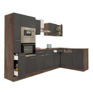 Bloc de bucătărie Yorki 310, corp din stejar, fațadă antracit, vedere 3D - Seturi de mobilier de bucătărie