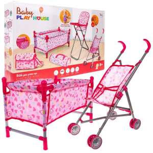 Baby Play House ALL-IN doll set with stroller, crib, high chair, and diaper bag - Game stroller