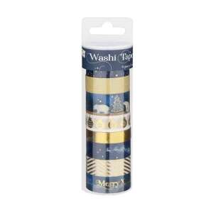 8 tekercs karácsonyi washi szalag készlet, kék és arany, Wahi Tape Christmas, Grafix - Grafix