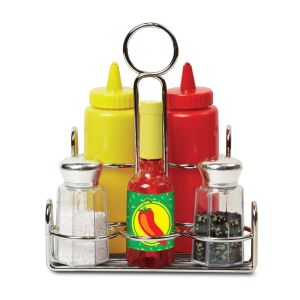 Melissa & Doug Fűszerező készlet Ketchup-pal, Mustárral, Sóval, Borssal és Csípős szósszal - Melissa & Doug