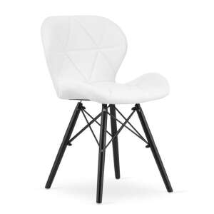Artool Lago Scandinavian Style Chair, eco-leather, wood, black-white, 47.5x52x74 cm