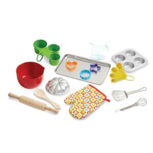 Melissa & Doug Sütés-főzés játék készlet, gyerekeknek való játék konyhai eszközök, tartalmaz mérőpoharakat, keverőedényt, sodrófát, spatulát, habverőt, sütőkesztyűt, sütikiszúrókat és még sok mást - Melissa & Doug