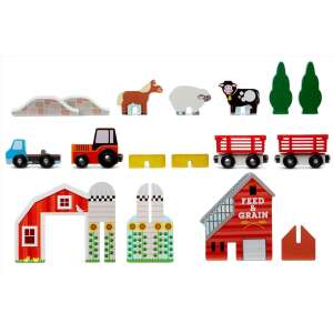 Set de joacă Melissa & Doug Take-Along Farm cu animale de fermă din lemn, vehicule și clădiri - Melissa & Doug Jocuri si jucarii educative