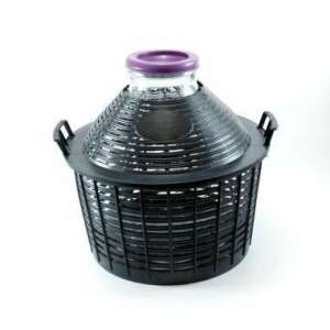 15 liter glass demijohn with protective basket, wide mouth, purple lid - Babies & Toddler
