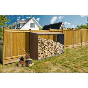 G21 WOH 181 tüzifa tároló, barna, 2,3 m3 űrtartalommal, horganyzott acélból, kültéri tároláshoz - Tűzifa állvány