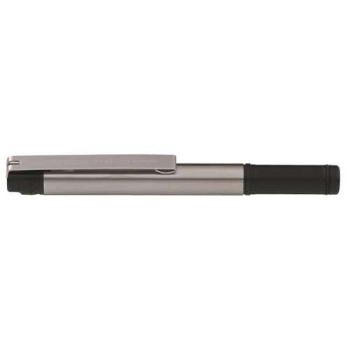ZEBRA Guľôčkové pero, 0,24 mm, uzáver, nerezová oceľ, čierne telo, ZEBRA &rdquo;F-301 Compact&rdquo;, modrá