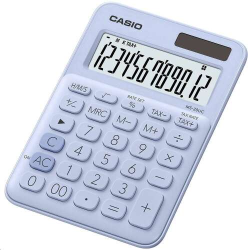 Калкулатор CASIO MS-20UC, настолен, 12 цифри, светло син