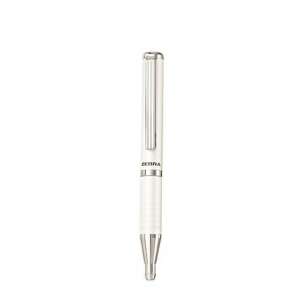ZEBRA Ballpoint pen, 0.24 mm, telescopic, metallic white barrel, ZEBRA "SL-F1", blue
