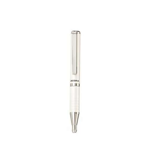 Zebra SL-F1 retractable ballpoint pen, metal white body, blue ink