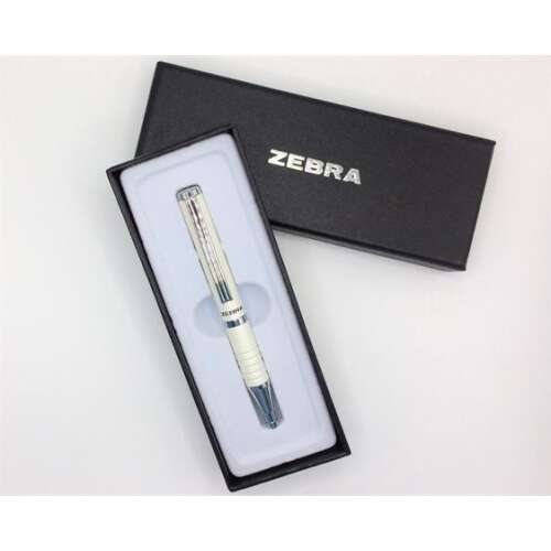 Pix cu bilă ZEBRA, 0,24 mm, telescopic, corp alb metalizat, ZEBRA SL-F1, albastru
