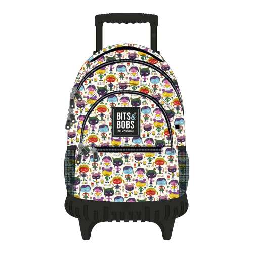 Bits & Bobs Hello trolley backpack with wheels, colorful design with cartoon characters