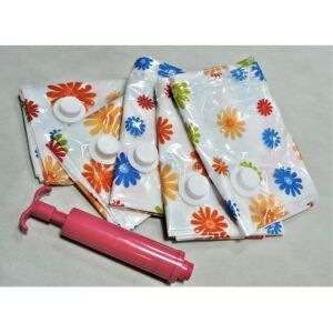 Virágmintás Vacuum Bags with Pump, 5 pcs, 70x100 cm for space saving storage - Vacuum bag