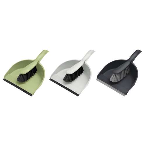 York Dustpan with Rubber Edge + Brush 23x10x33cm Compact Mix GREY