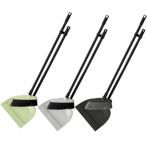 York Dustpan and Brush Set 25x21x88cm with Handles Mix GREY