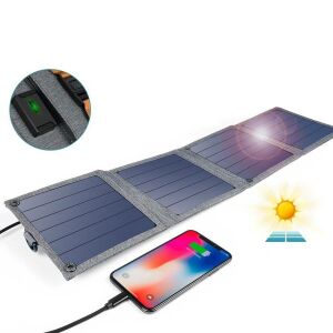 Choetech SC004 14W foldable solar charger powering a smartphone - Choetech