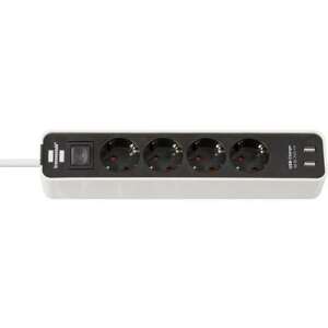 Brennenstuhl Ecolor 4-way power strip with USB, white/black, 1.5m cable - Power Strip