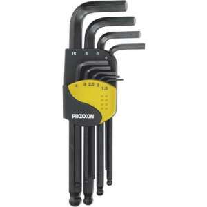Proxxon Micromot 9 piece L-shaped Allen key set, 1.5mm, 2mm, 2.5mm, 3mm, 4mm, 5mm, 6mm, 8mm, 10mm - Allen wrench