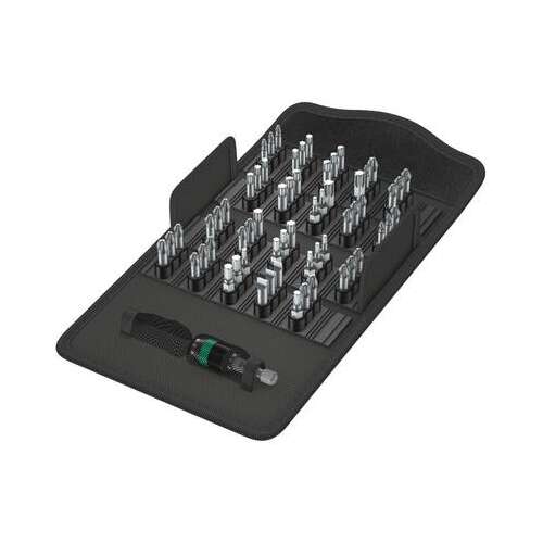 Set de biți Wera Bit-Safe de 60 de piese, cu o varietate de dimensiuni și tipuri pentru diverse aplicații