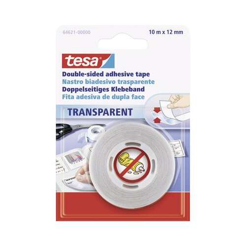 Tesa® kétoldalas ragasztószalag, átlátszó, 10m x 12mm - Tesa