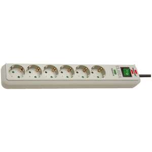 Mains power distribution box, 6 parts, with switch, white-grey, Brennenstuhl 1159700015 108335964 - Brennenstuhl Power Strip