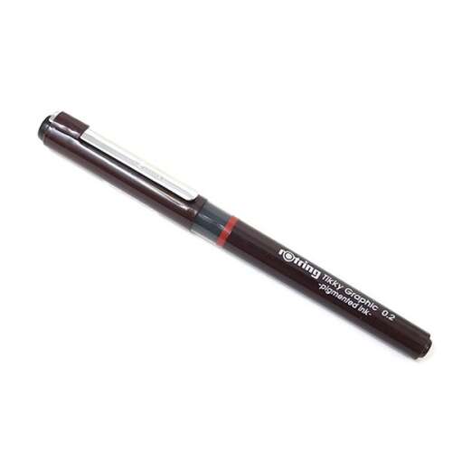 Rotring Tikky Graphic 0,2 mm-es vörös tűfilc toll, teljes hosszában - ROtring