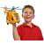 Child holding Fireman Sam Wallaby 2 helicopter toy