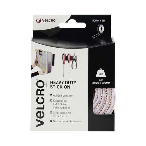 Velcro márkájú extra erős tépőzár szalag, 50mm x 1m, fehér, Stick On, EC60242