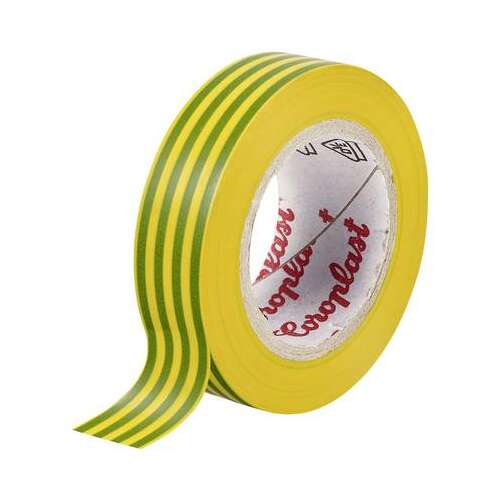 Coroplast 302 PVC elektromos szigetelőszalag, 25m x 19mm, zöld/sárga - Ragasztószalag