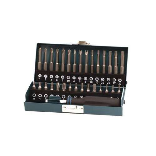 Wolfcraft 1386000 Biztonsági bit készlet, 25 és 50 mm-es bitek fém dobozban