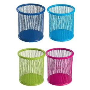 Set mit 4 bunten Stifthaltern aus Metallgitter, blau, hellblau, gelb, rosa - Deli Tools