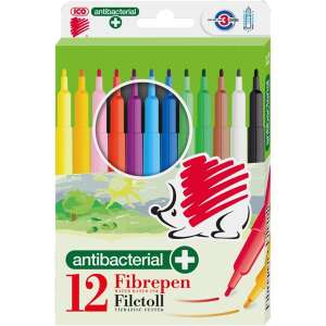 Set od 12 flomastera Fibrepen ICO Antibakterijski, tinta na bazi vode, 12 različitih boja - ICO