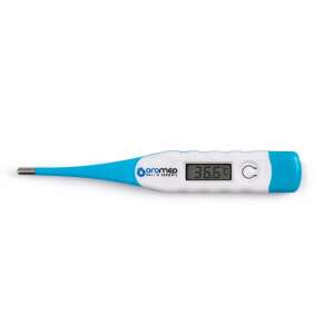 Oromed Flexi Digital Thermometer, blue and white digital thermometer with flexible tip, showing a temperature reading of 36.6 degrees Celsius - Thermometer