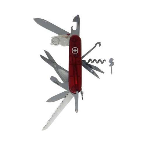 Victorinox Huntsman Lite svájci bicska 21 funkcióval, beleértve egy LED lámpát, piros átlátszó markolattal