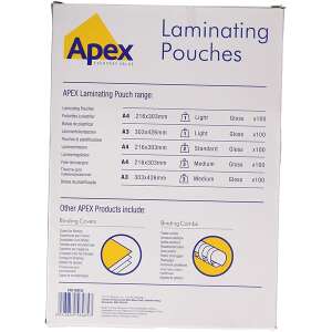 Apex Everyday Value Lamináló tasakok, A4 méret, 100 db-os, Light, Gloss, 75-80 mikron - Lamináló fólia