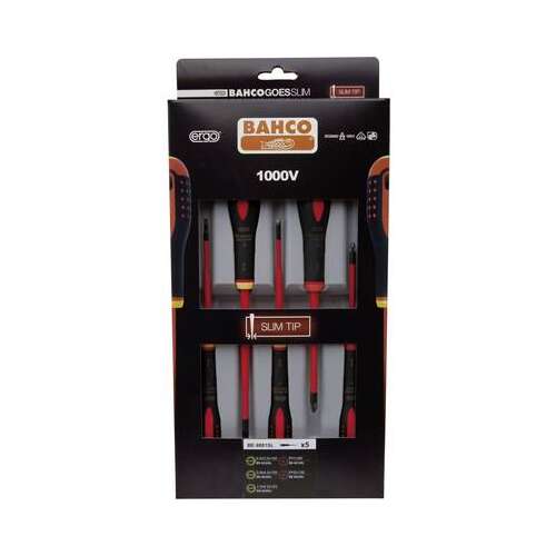 Set de șurubelni izolate Bahco Ergo BE-9881SL, 5 piese, vârf subțire