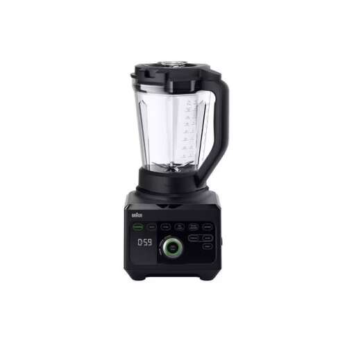 Braun PowerBlend 9 blender with a black base, a clear jar, and a black lid