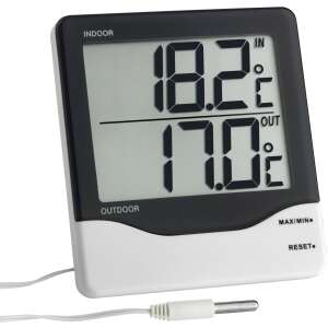 TFA 30.1011K digitális bel- és kültéri hőmérő, nagy kijelzővel és kábellel a kültéri hőmérséklet méréséhez - TFA