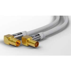 Goobay 70411 Premium kabel antenowy TV koaksjalny z kątowymi złączami, 1 metr, biały - Goobay