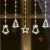 Micro LED curtain light with bell, star, and tree figures, cool white LED, Christmas decoration