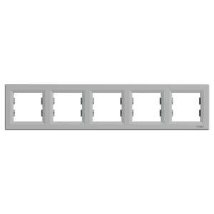 Schneider ASFORA horizontaler Fünfrahmen – Aluminium 70461622 - Schneider Rahmen für Schalter