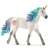 Schleich Narvál mén figura, egy fehér egyszarvú kék és lila csillogó sörénnyel és farokkal, fehér háttér előtt állva
