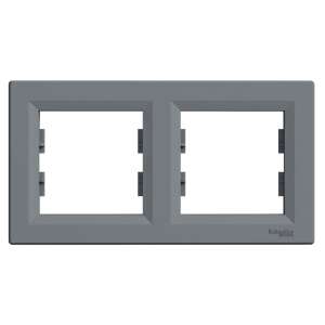 Schneider ASFORA cadru dublu pentru întrerupătoare electrice, orizontal, oțel, gri - Schneider Rame pentru întrerupătoare