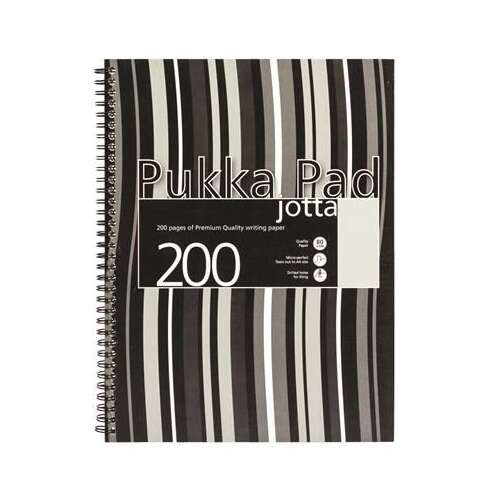 Pukka Pad Jotta A4 spirálfüzet, 200 oldal, fekete-fehér csíkos mintával