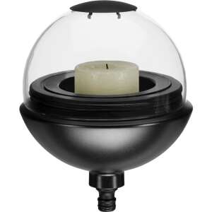 Gardena ClickUp! WindLight candle holder, black, with glass dome, for candles up to 8 cm high and 6 cm diameter - Tealight holder