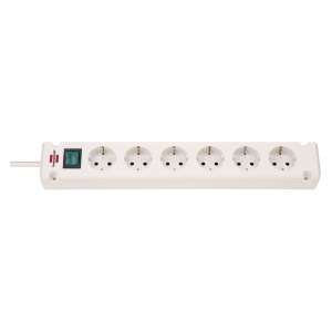 Brennenstuhl 6-outlet power strip, white, angled view - Power Strip