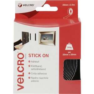VELCRO márkájú öntapadó tépőzár szalag, 20mm x 2.5m, fekete - Tépőzár