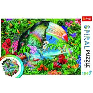 Trefl Spiral Puzzle 1040 elementów Zwierzęta tropikalne, kolorowa układanka przedstawiająca tukan w tropikalnym lesie deszczowym - Puzzle